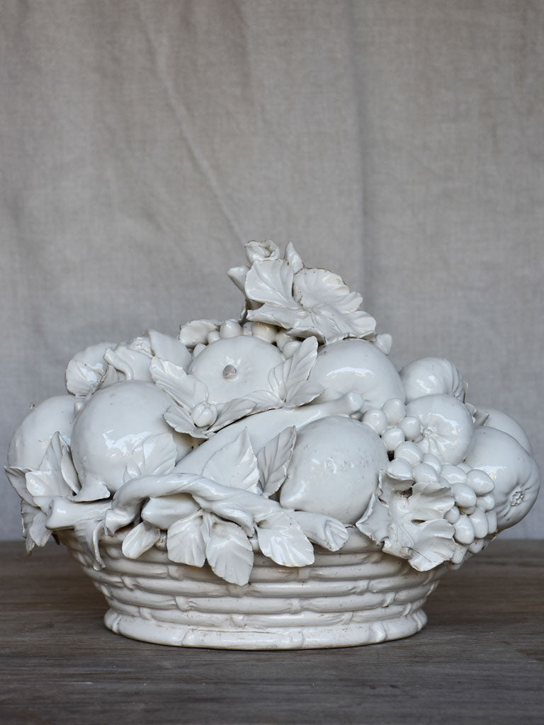 19th Century Italian ceramic centerpiece fruit basket