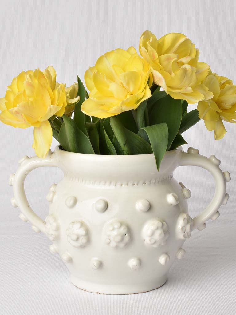 Vintage Émile Tessier White Ceramic Pot