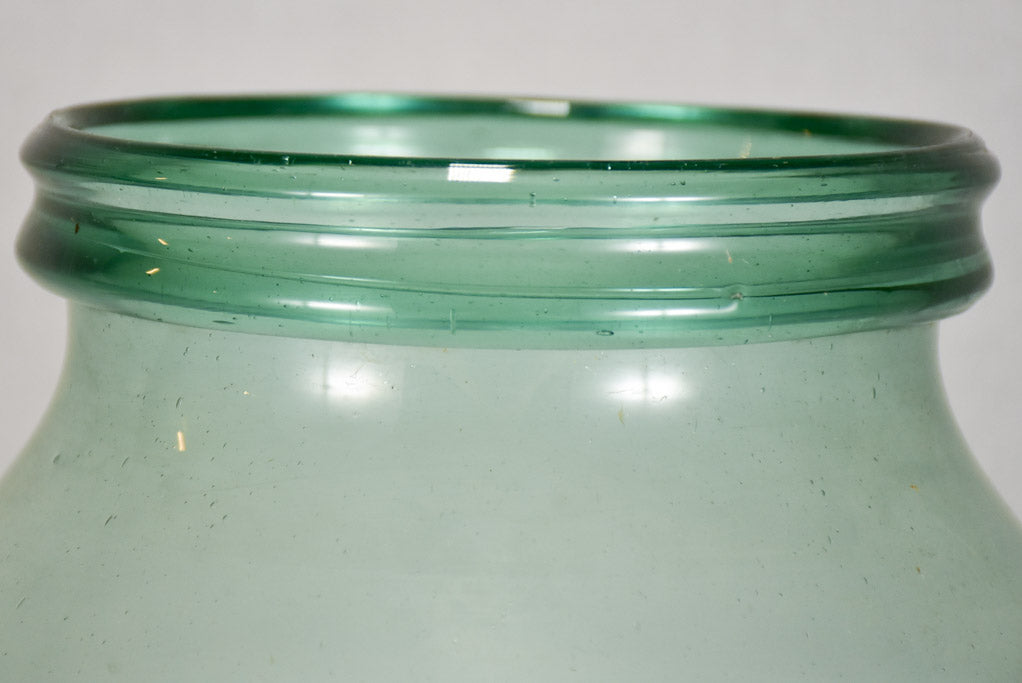Early 19th-century blown glass preserving jar - blue-green 14½"