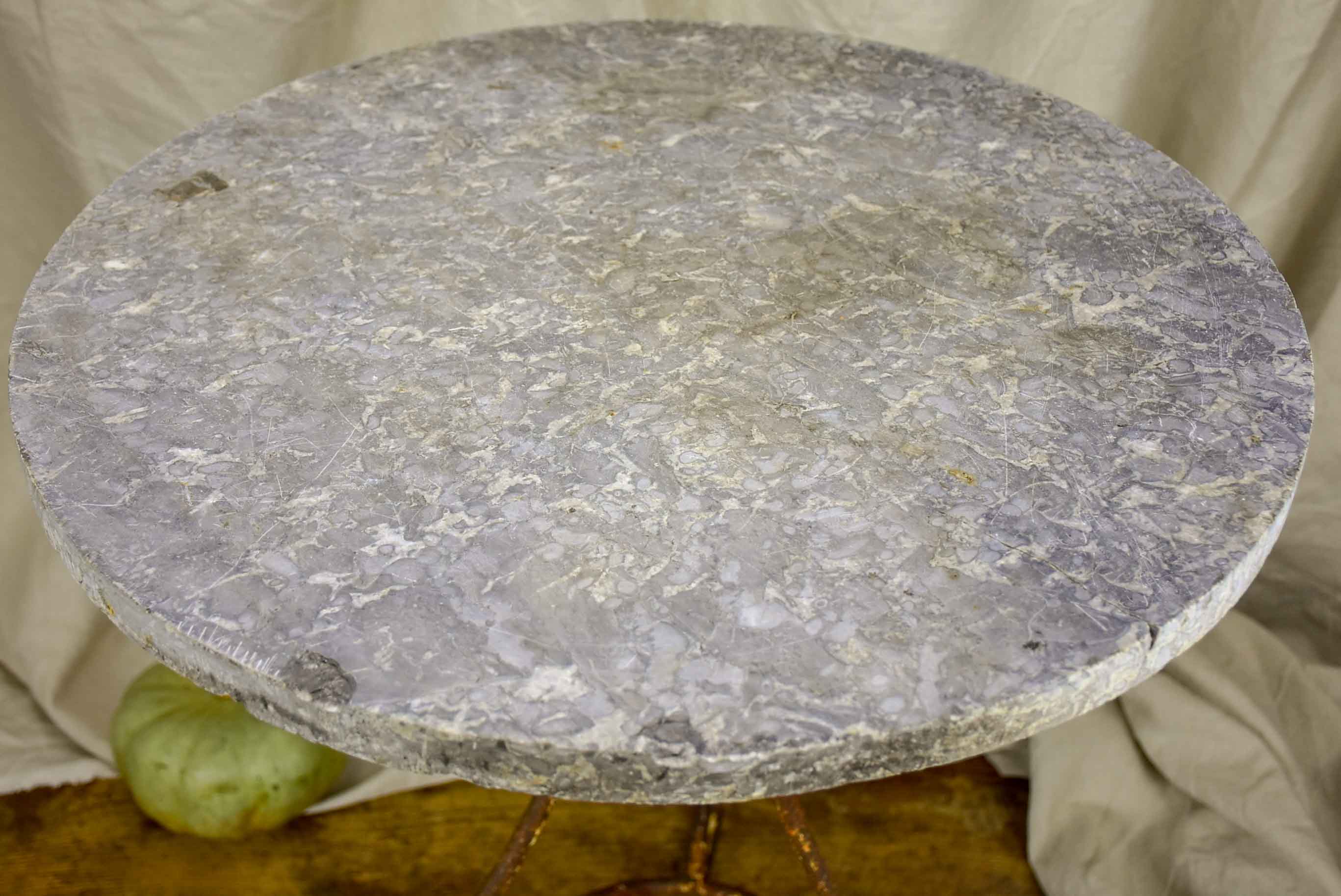 French garden table with marble top