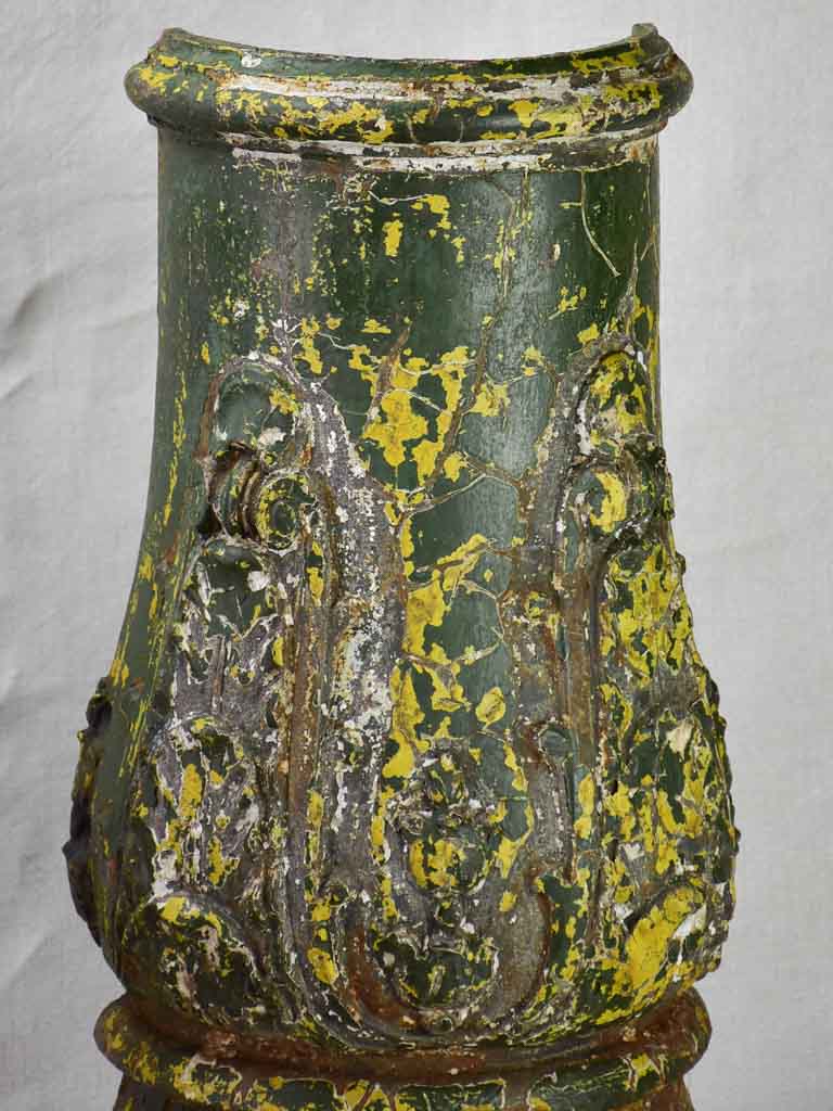 Pair of 19th Century French cast iron columns with green patina 23¾"
