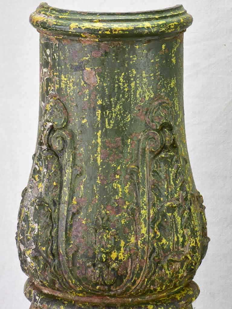 Pair of 19th Century French cast iron columns with green patina 23¾"