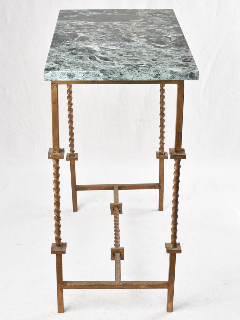 Vintage console table with green marble