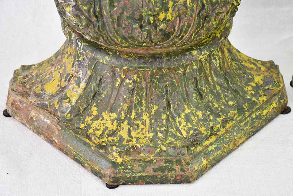 Pair of 19th Century French cast iron columns with green patina 23¾"