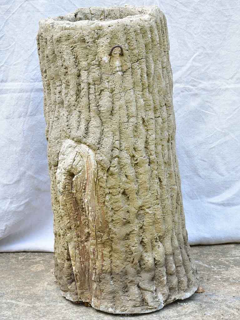 Life size faux bois tree stump garden planter 1940's 22½"