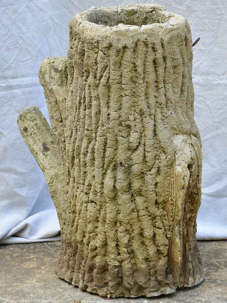 Life size faux bois tree stump garden planter 1940's 22½"