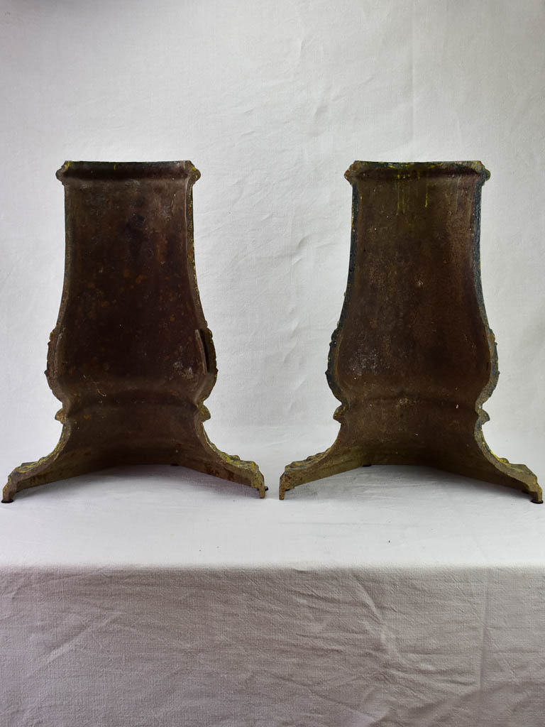 Pair of 19th Century French cast iron columns with green patina 23¾"