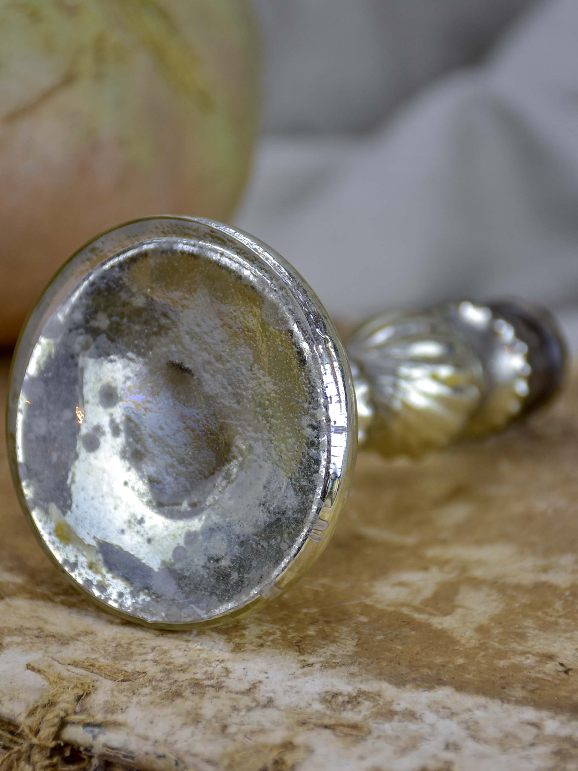 Petite 19th Century French mercury glass candlestick