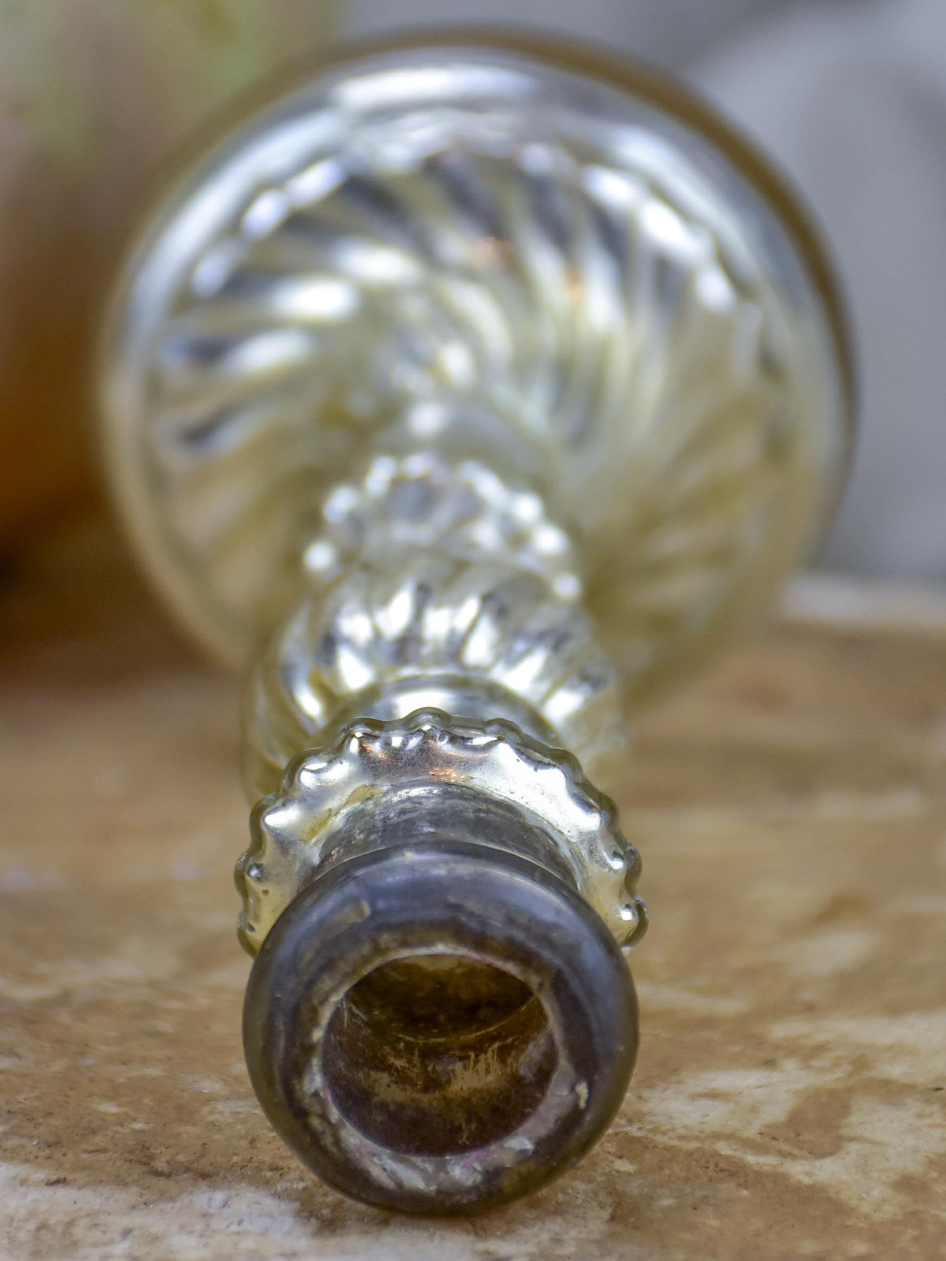 Petite 19th Century French mercury glass candlestick