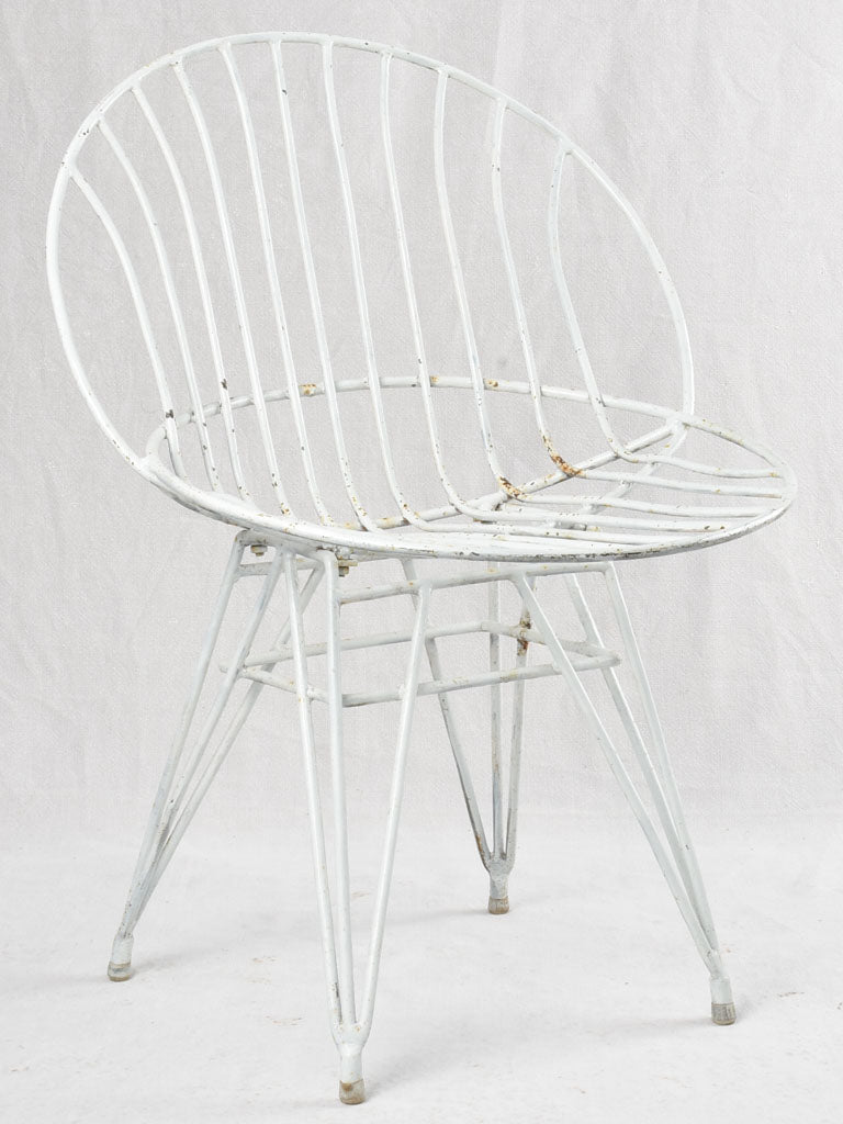 Aged, white patina metal seat