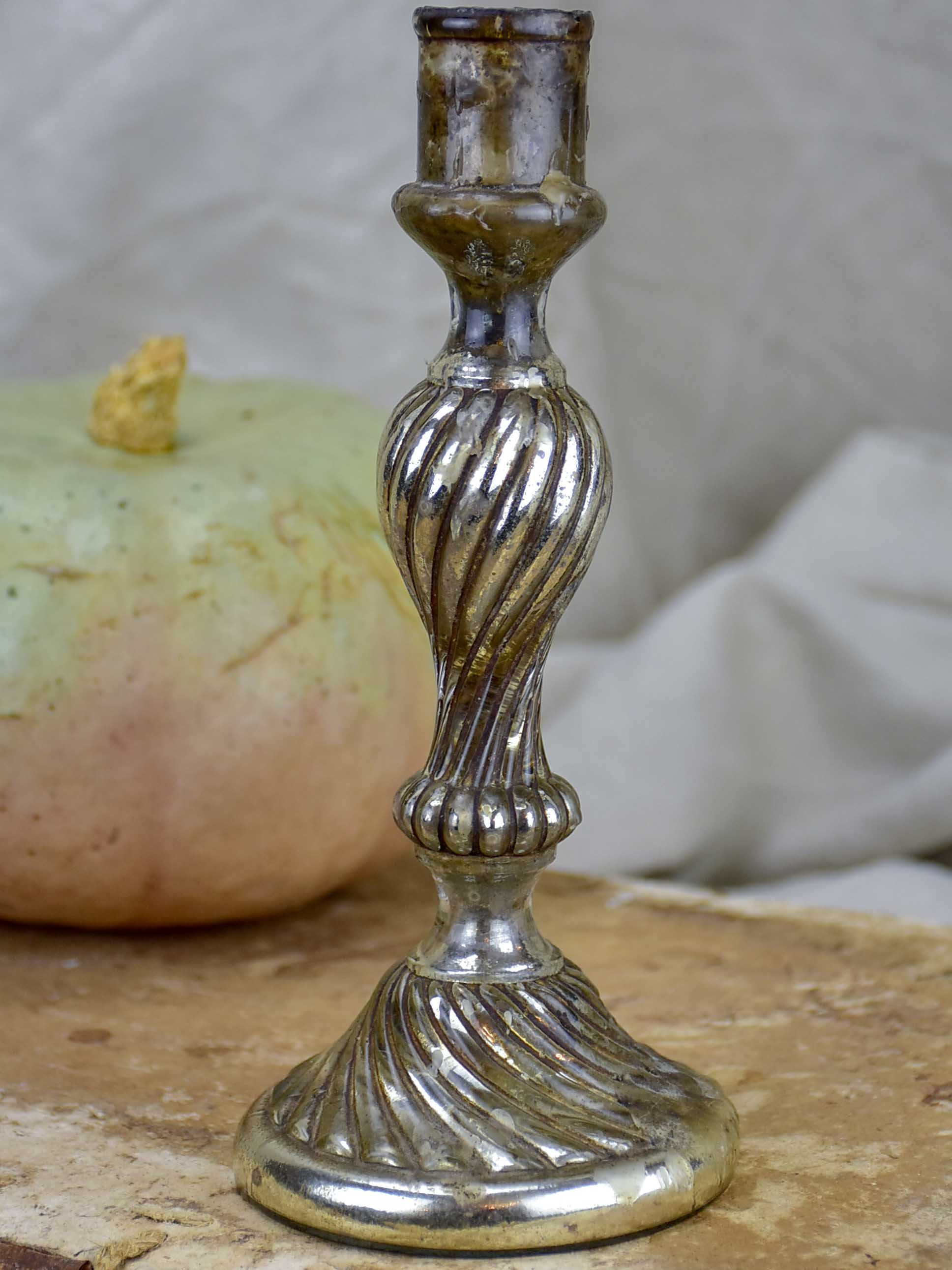 Mercury glass candlestick - 19th Century