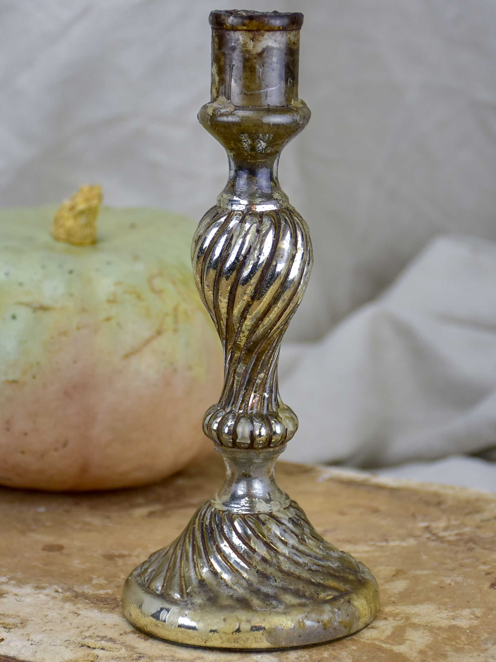 Mercury glass candlestick - 19th Century