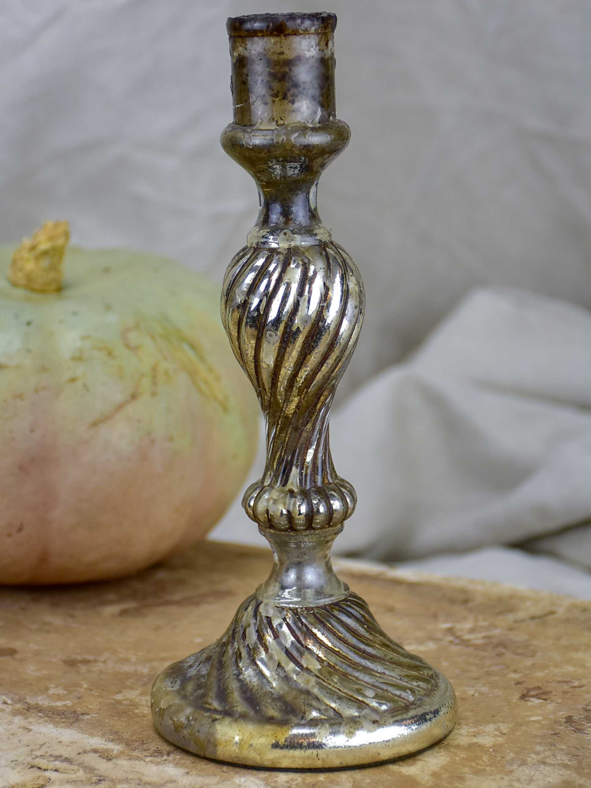 Mercury glass candlestick - 19th Century