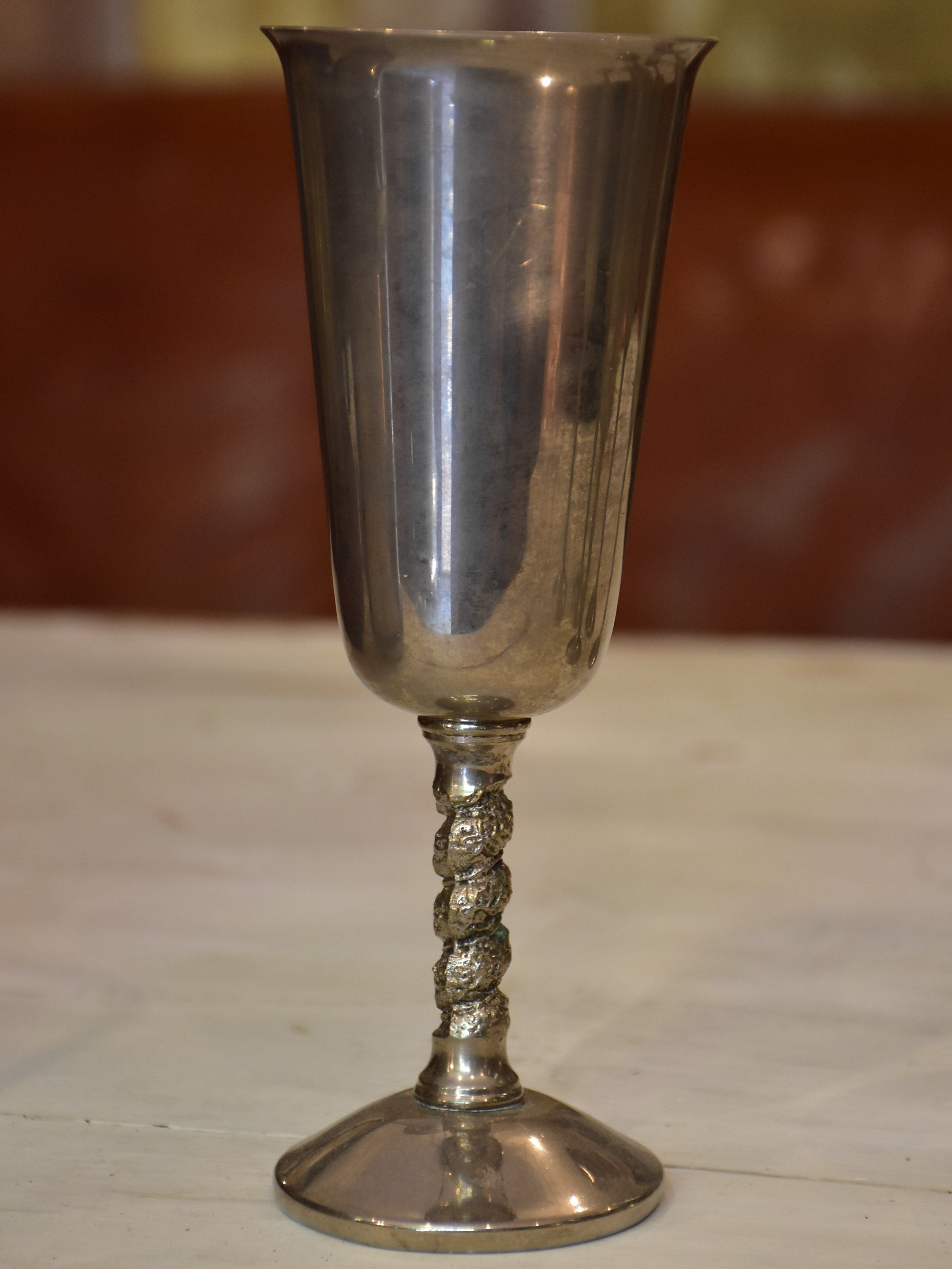Antique Pewter Fine-Detailed Champagne Glasses