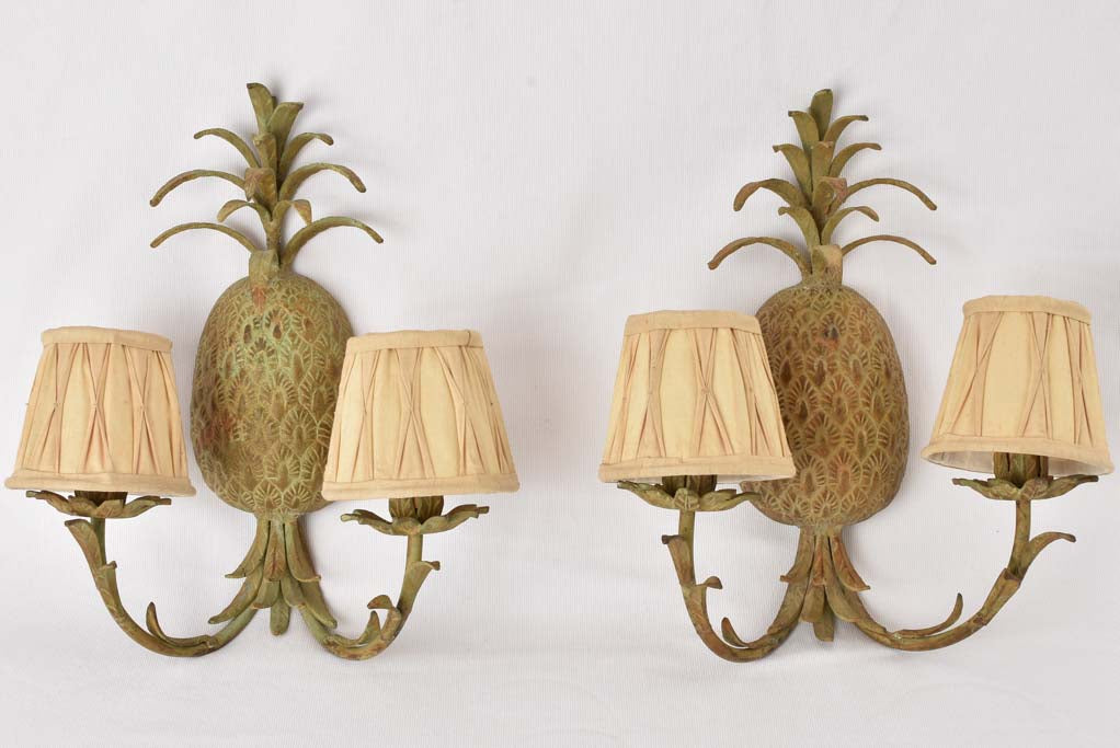 Vintage pineapple chandelier & pair appliques 18"