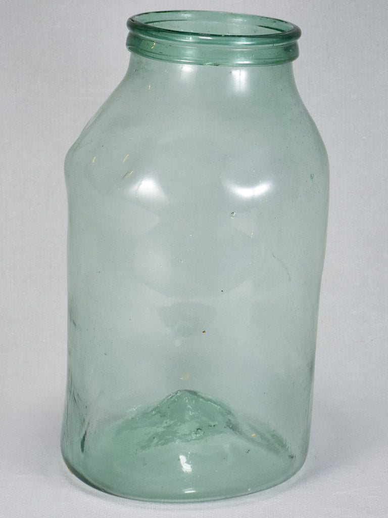 Early 19th-century blown glass preserving jar with indentations 18"