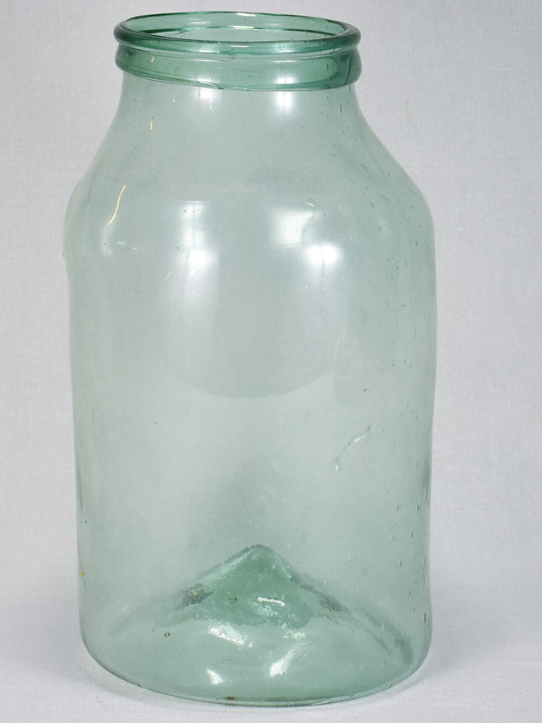 Early 19th-century blown glass preserving jar with indentations 18"