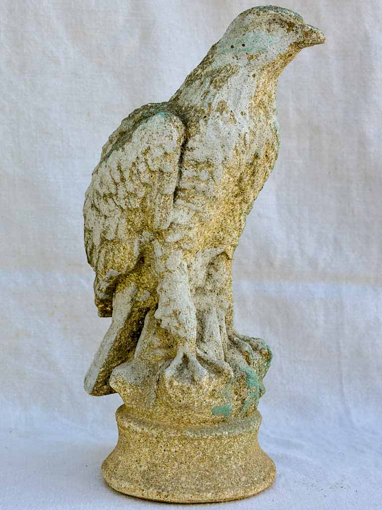 Mid century French eagle sculpture with blue gray patina 15"