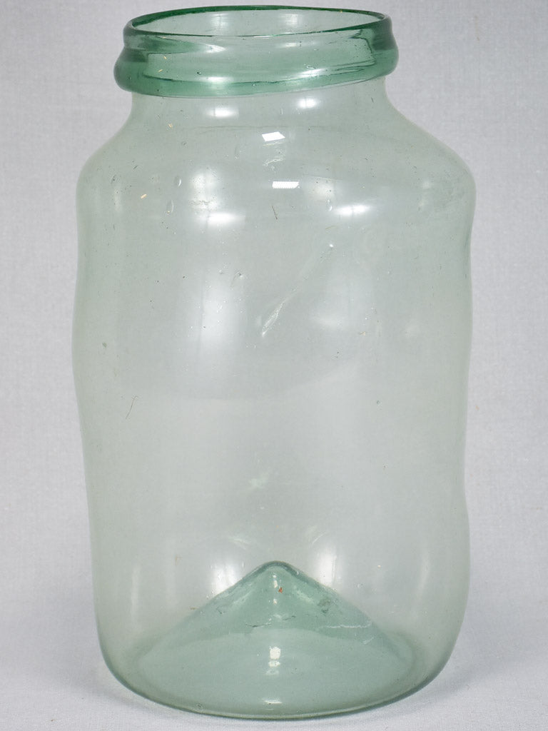 Early 19th-century blown glass preserving jar and triangular base 15¾"