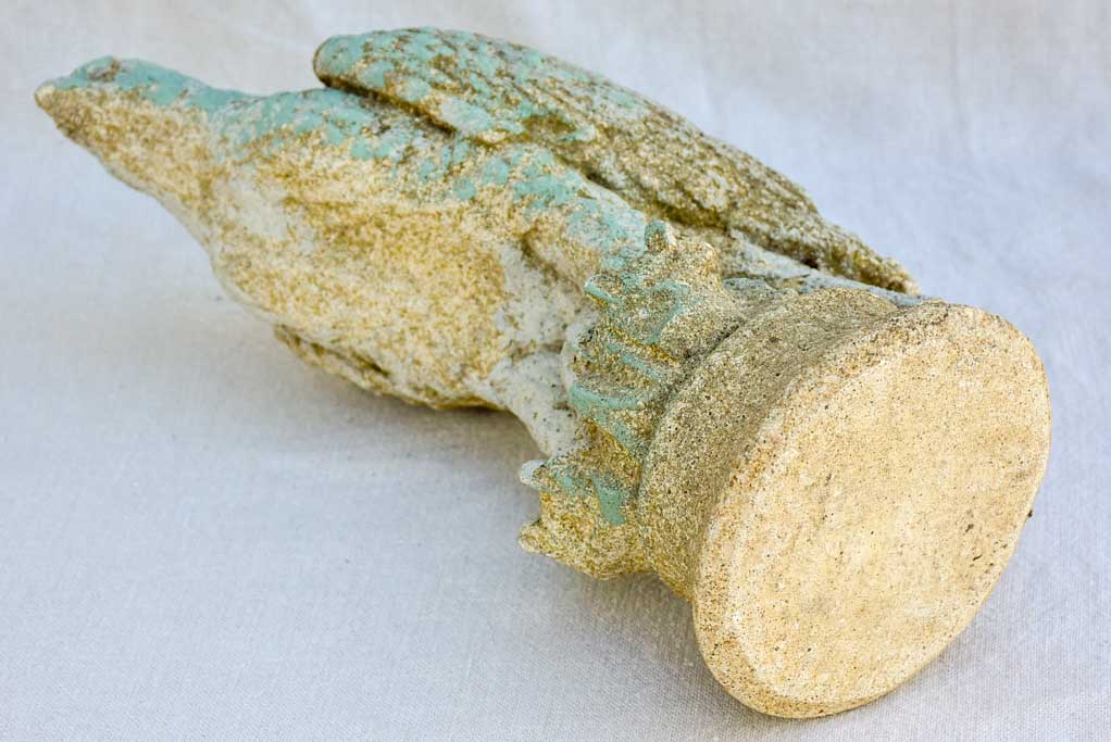 Mid century French eagle sculpture with blue gray patina 15"