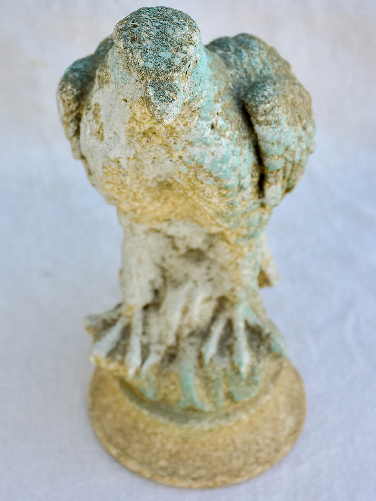 Mid century French eagle sculpture with blue gray patina 15"