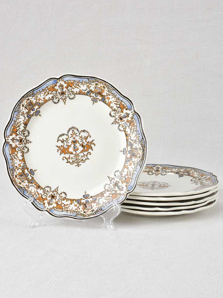 Set of 6 antique Gien dessert plates 8¾"