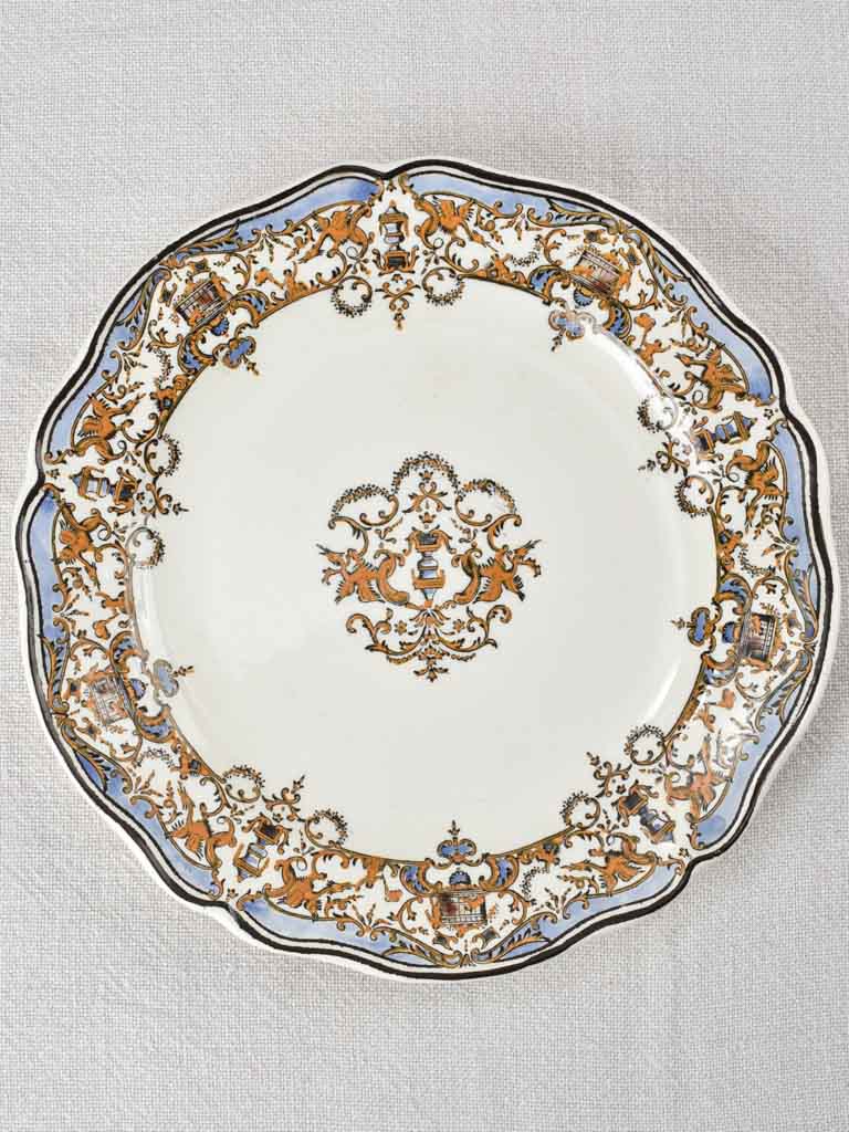 Set of 6 antique Gien dessert plates 8¾"