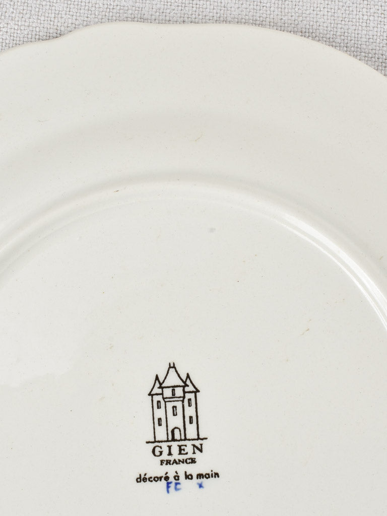 Set of 6 antique Gien dessert plates 8¾"