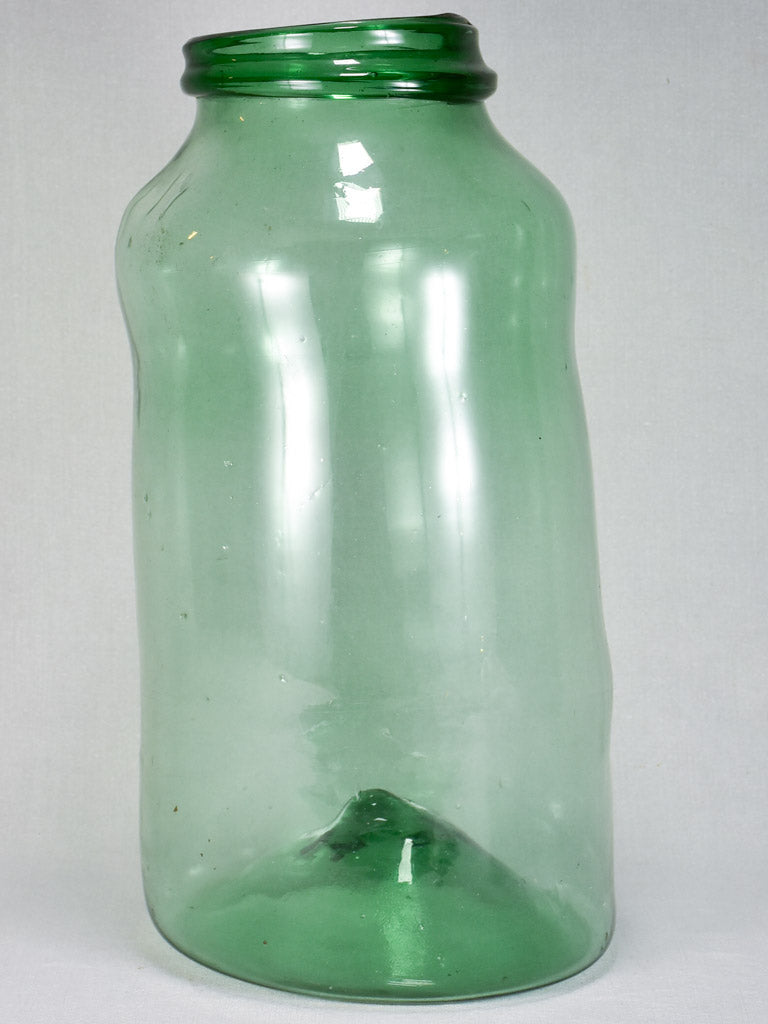 Leaning early 19th-century blown glass preserving jar 20¾"