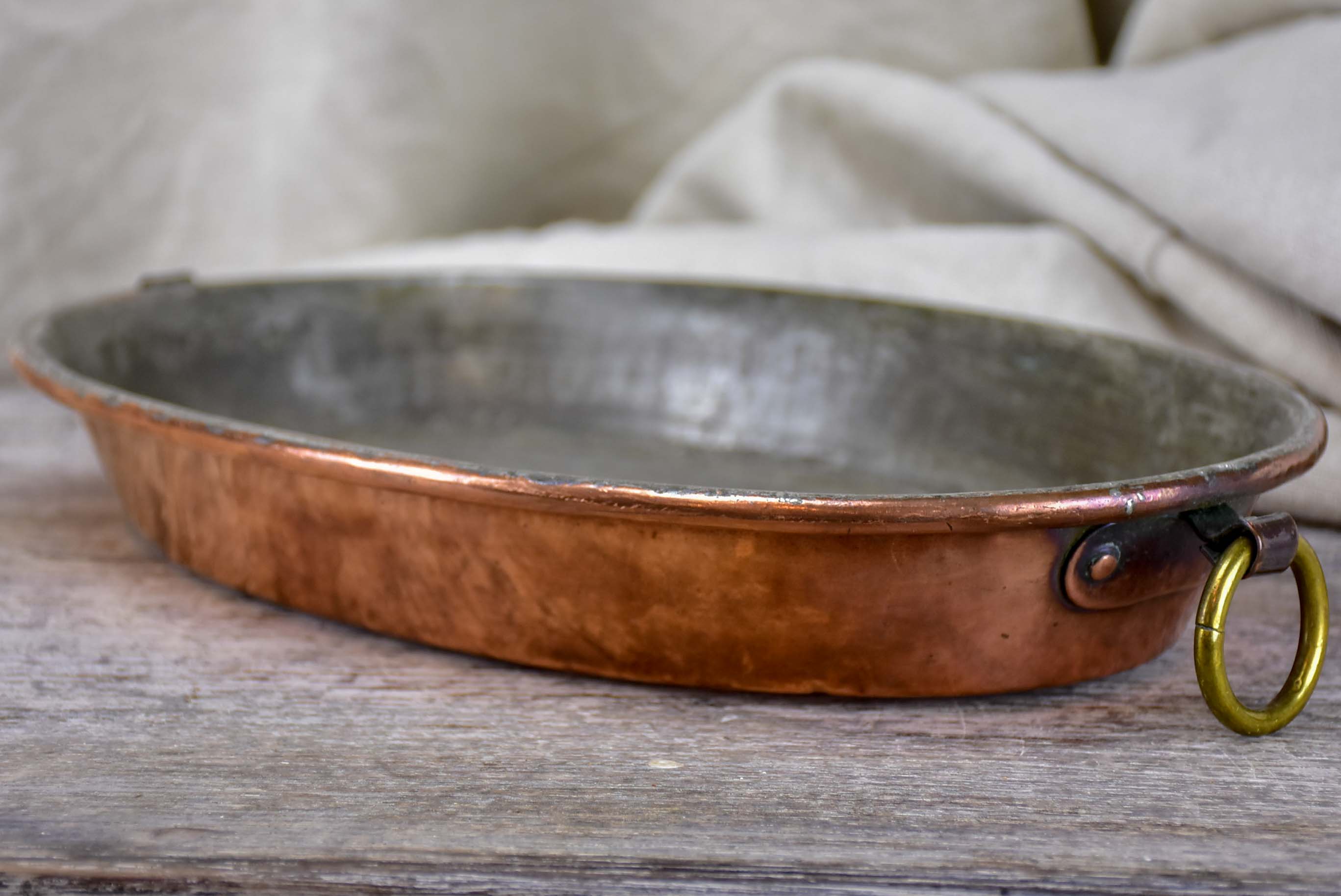 Antique French oval copper dish