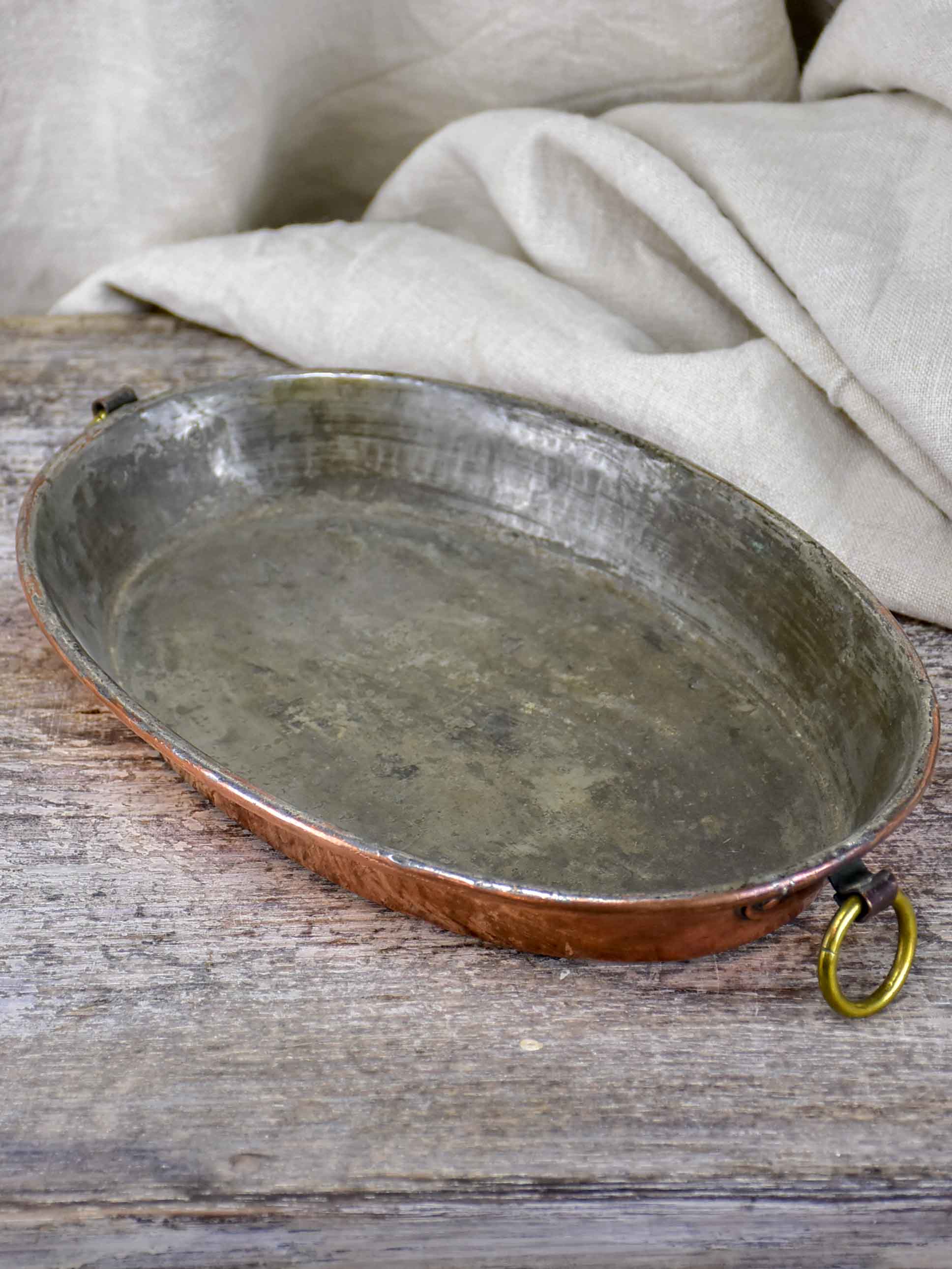 Antique French oval copper dish