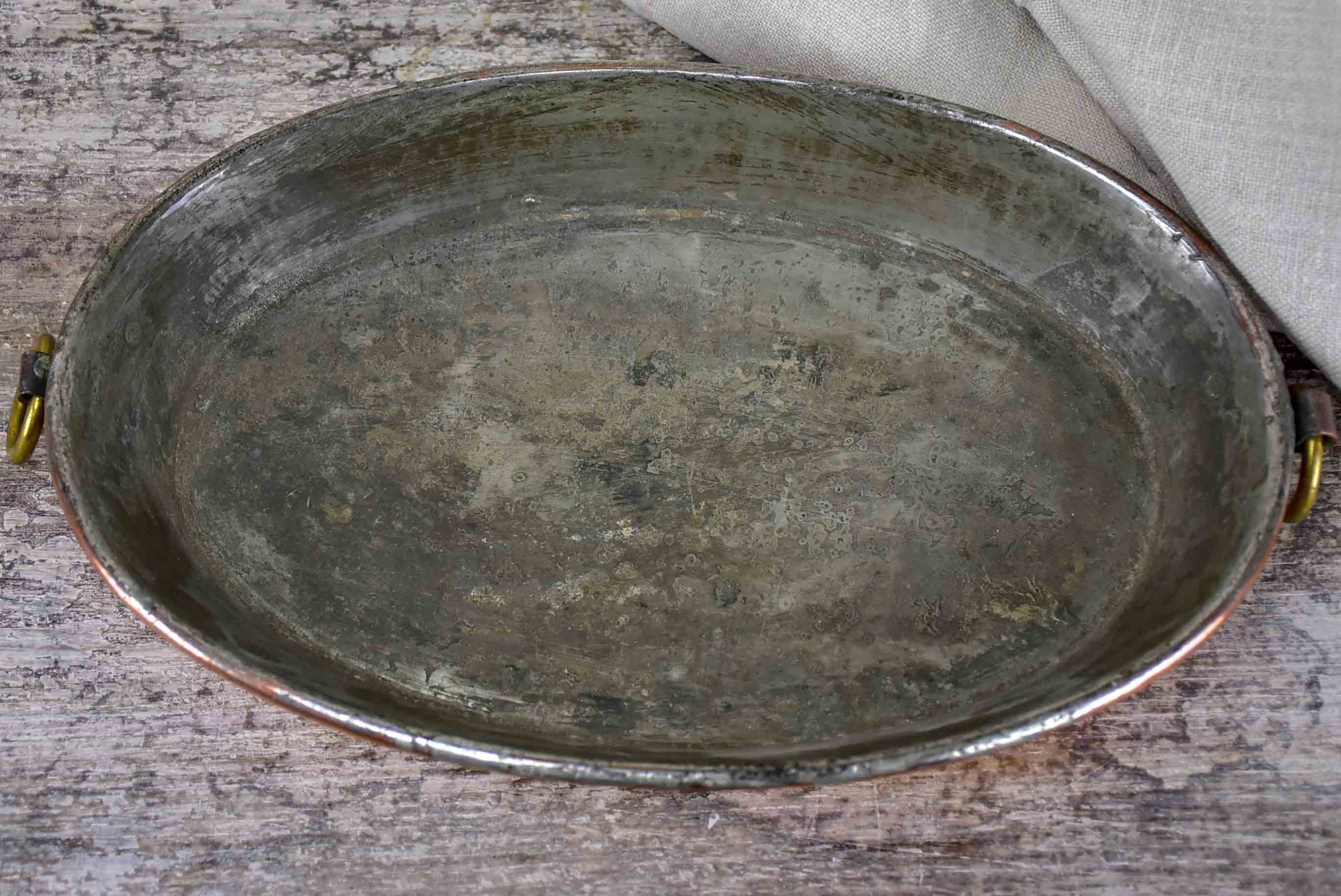 Antique French oval copper dish