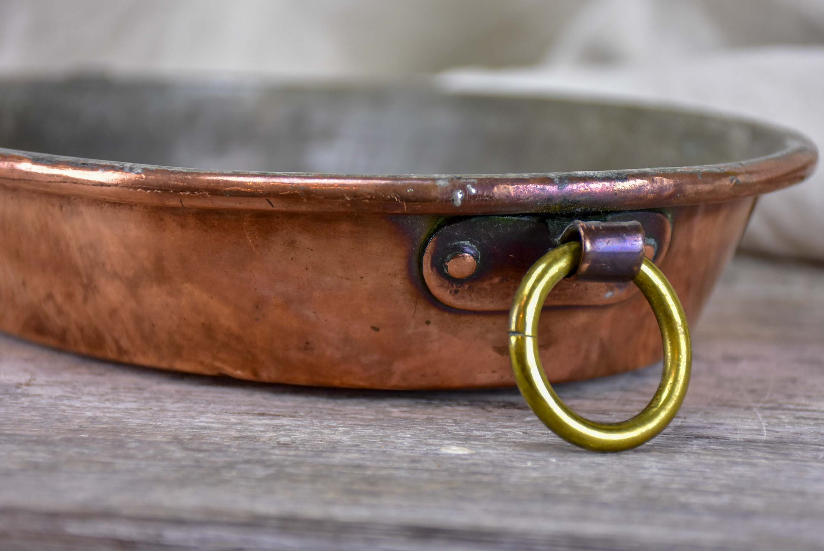 Antique French oval copper dish