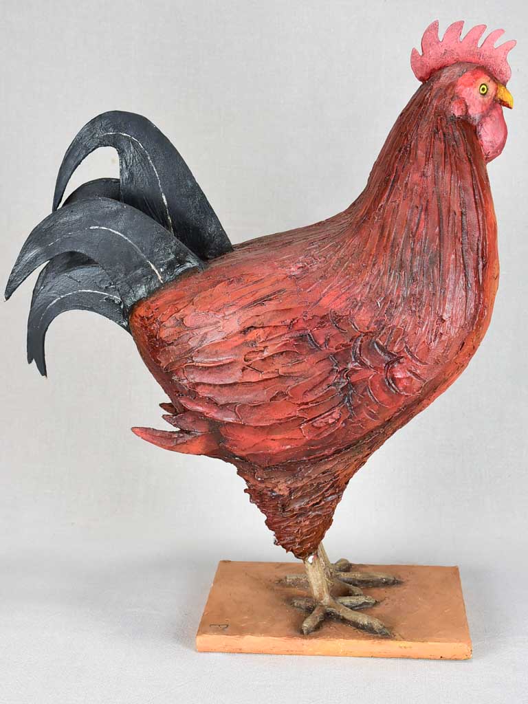 Vintage papier-mâché sculpture of a rooster 17¼"