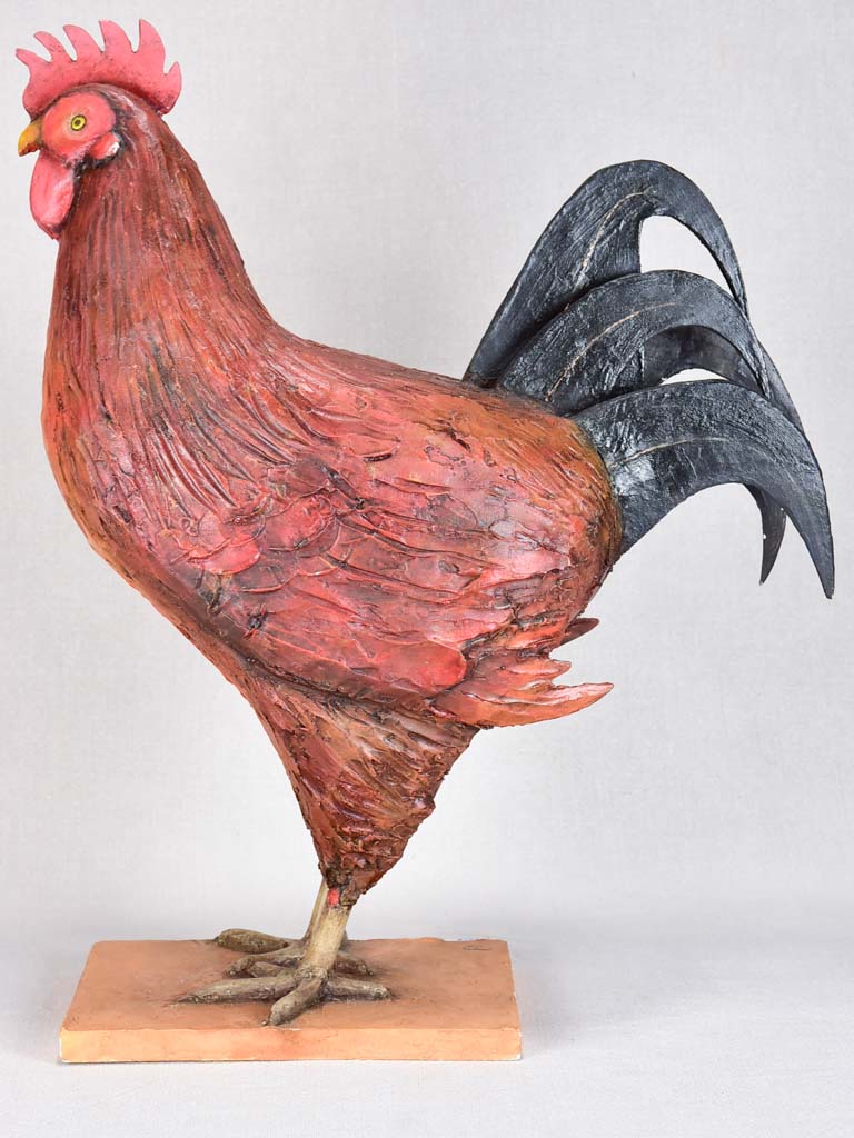 Vintage papier-mâché sculpture of a rooster 17¼"