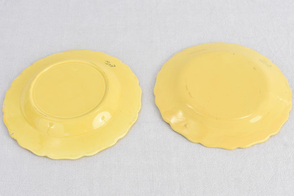 Vintage French dinnerware with yellow glaze