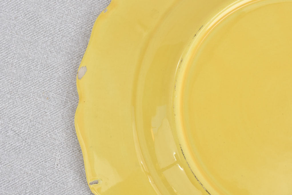 Vintage French dinnerware with yellow glaze