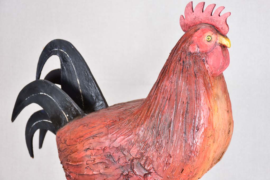 Vintage papier-mâché sculpture of a rooster 17¼"