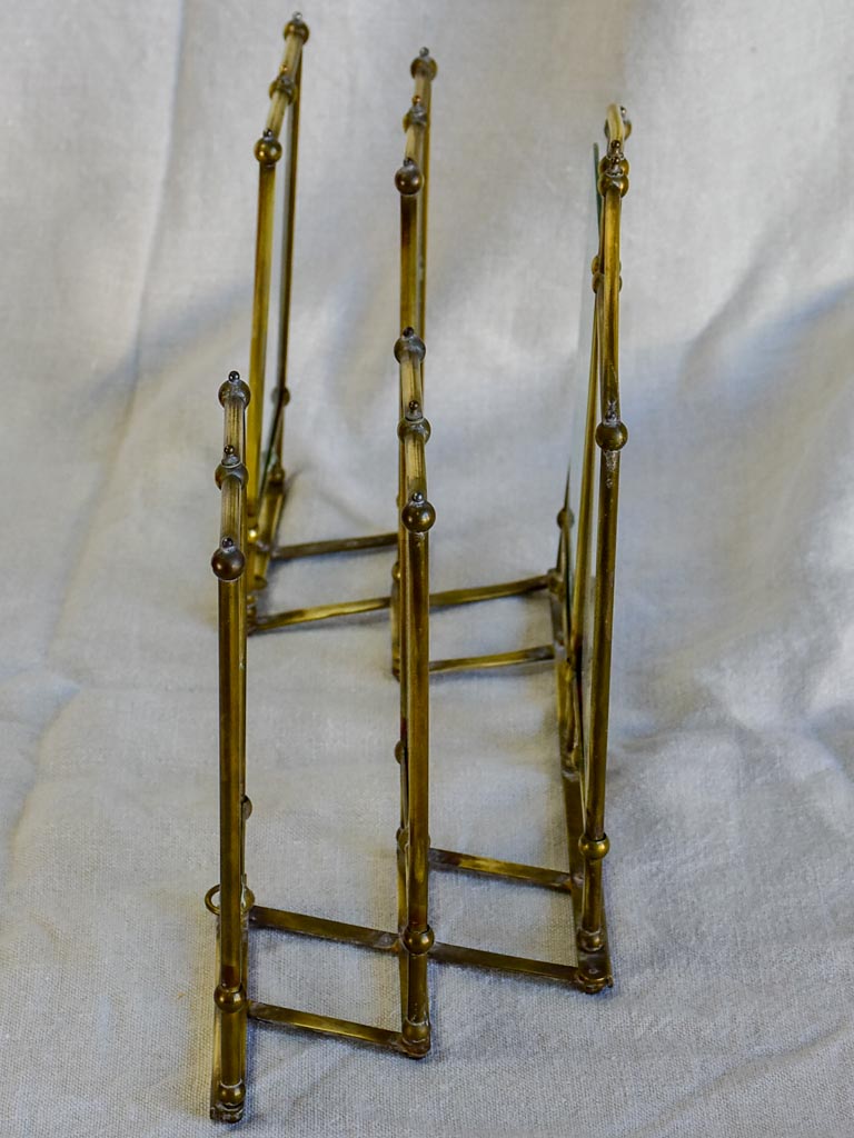 Rare Art Nouveau folding six photo frame - brass and glass