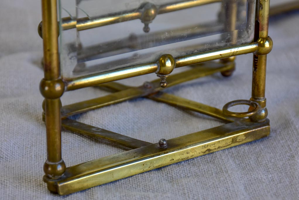 Rare Art Nouveau folding six photo frame - brass and glass