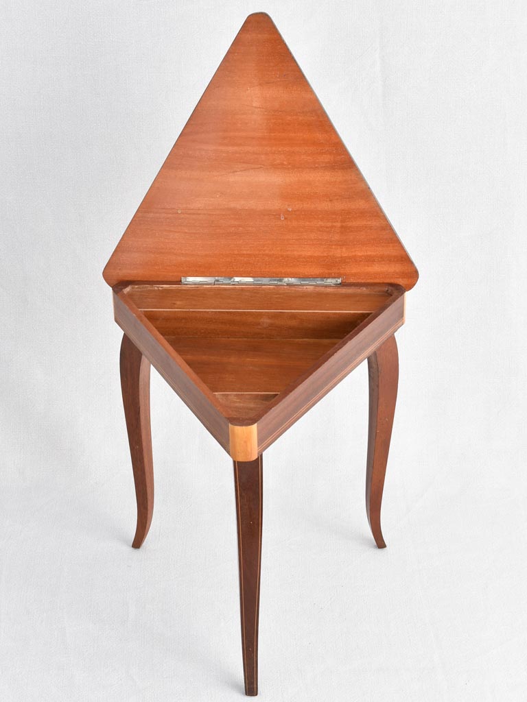 Triangular Marquetry Music Box Table