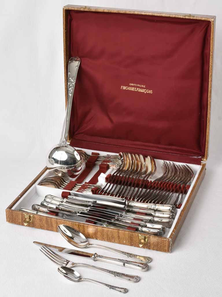 Silver plate flatware set for 12 place settings Orfèvrerie Frionnet