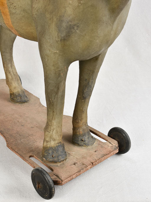 ANTIQUE FRENCH TOY DONKEY - PULL TOY 38¼"