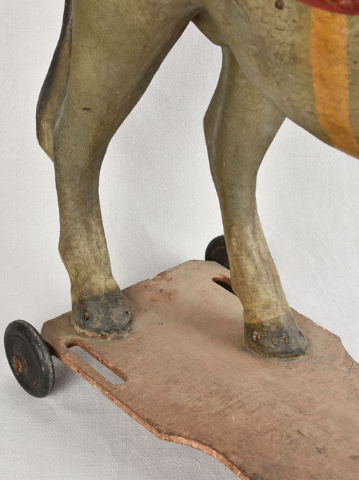 ANTIQUE FRENCH TOY DONKEY - PULL TOY 38¼"