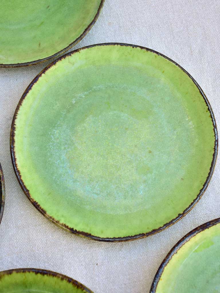 Tea service from Dieulefit with green glaze 8 cups 6 saucers teapot milk jug & sugar bowl