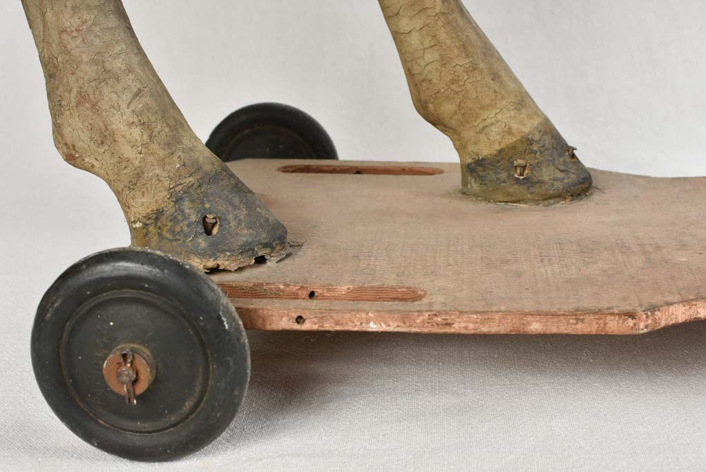 ANTIQUE FRENCH TOY DONKEY - PULL TOY 38¼"