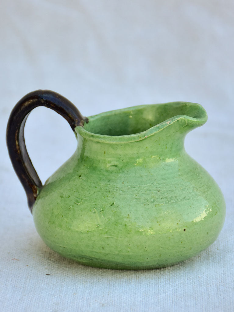 Tea service from Dieulefit with green glaze 8 cups 6 saucers teapot milk jug & sugar bowl