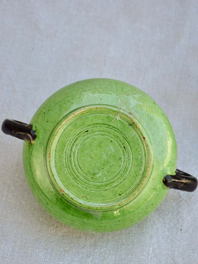 Tea service from Dieulefit with green glaze 8 cups 6 saucers teapot milk jug & sugar bowl