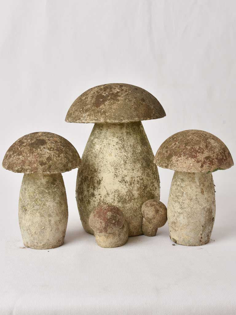 3 vintage garden mushroom decorations 11"
