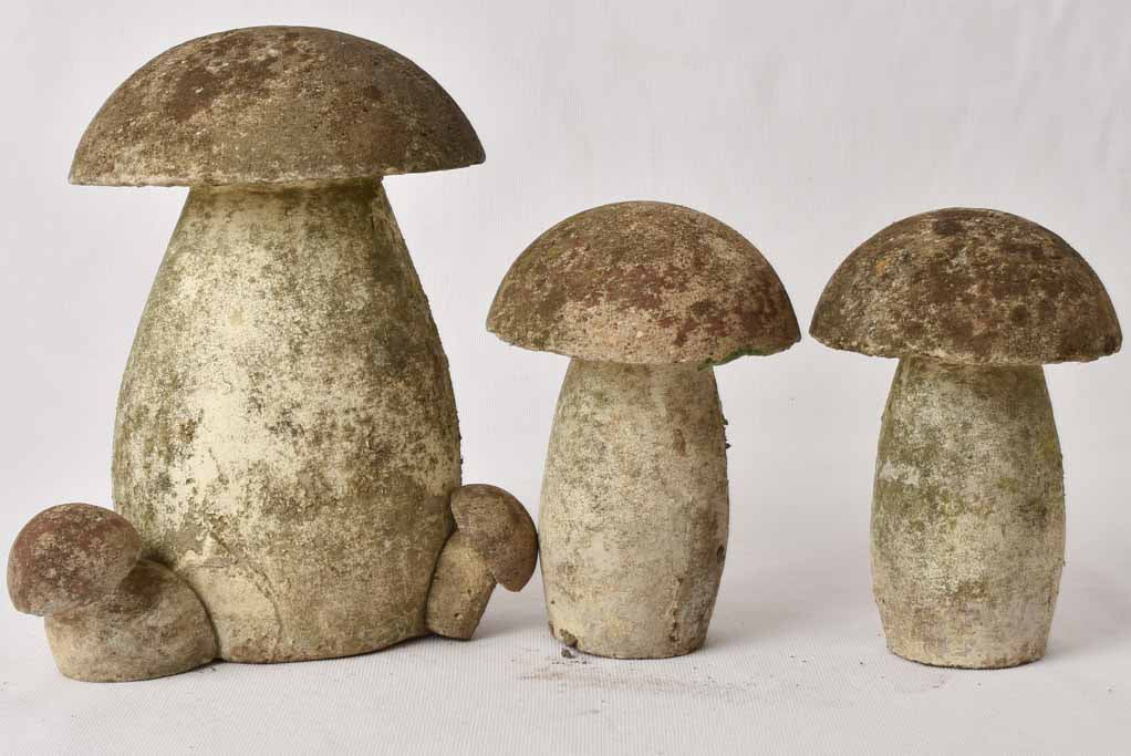 3 vintage garden mushroom decorations 11"